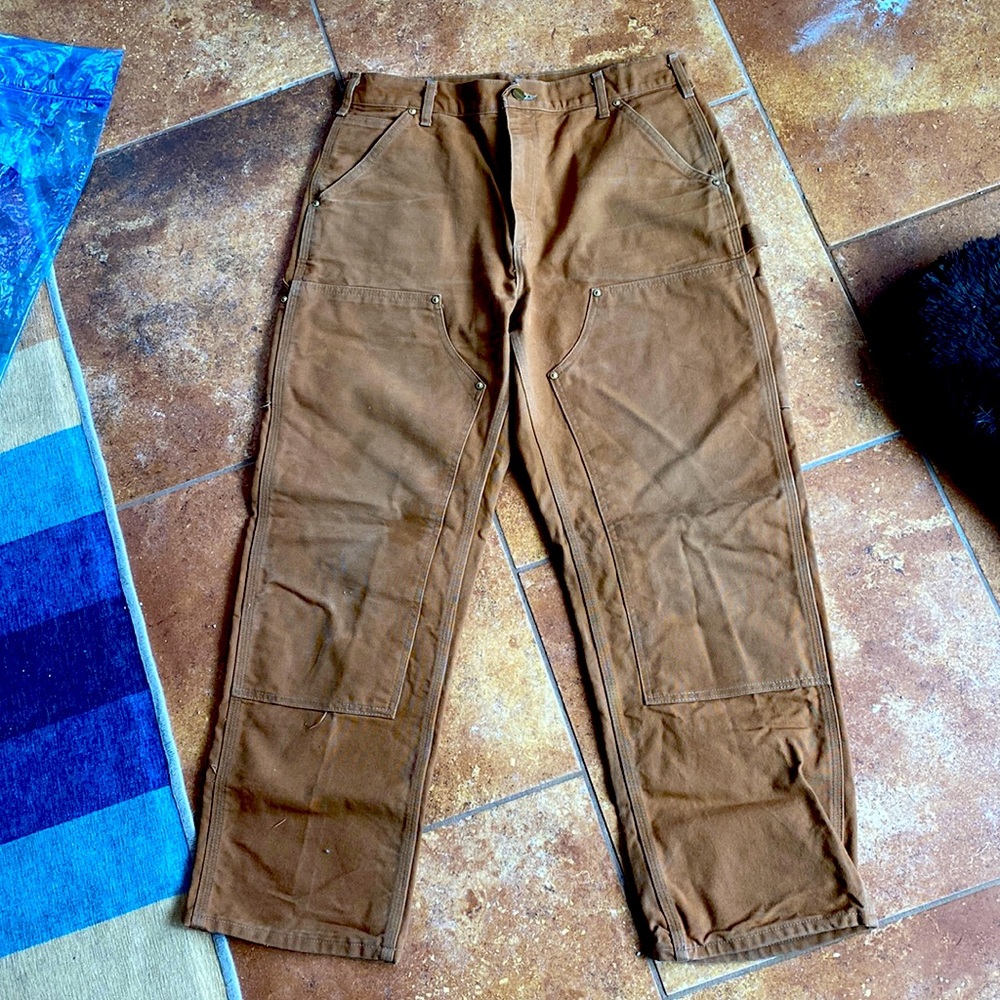 Carhartt double knees dungaree pants brass studs